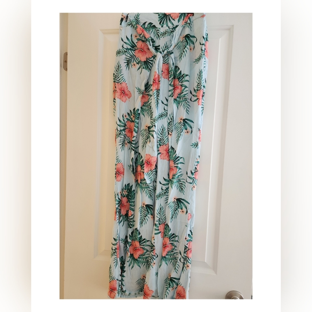 Guess Light Blue Floral Wide-Leg pants